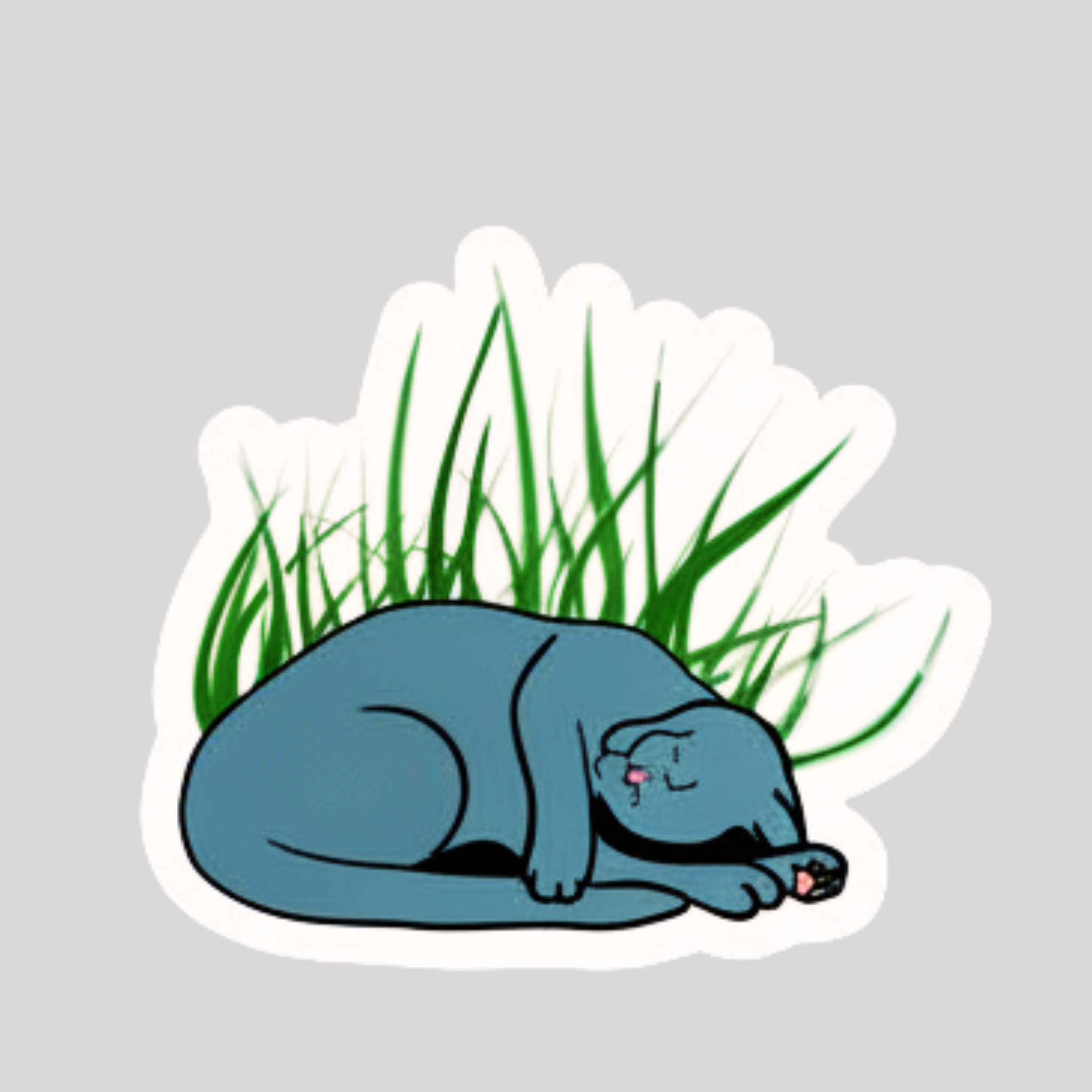 Nap Time in the Grass Cat Sticker